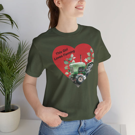 Farm Girl Tee with Heart Tractor Design, Valentine's Day, Ladies Farm Wear, Country Living