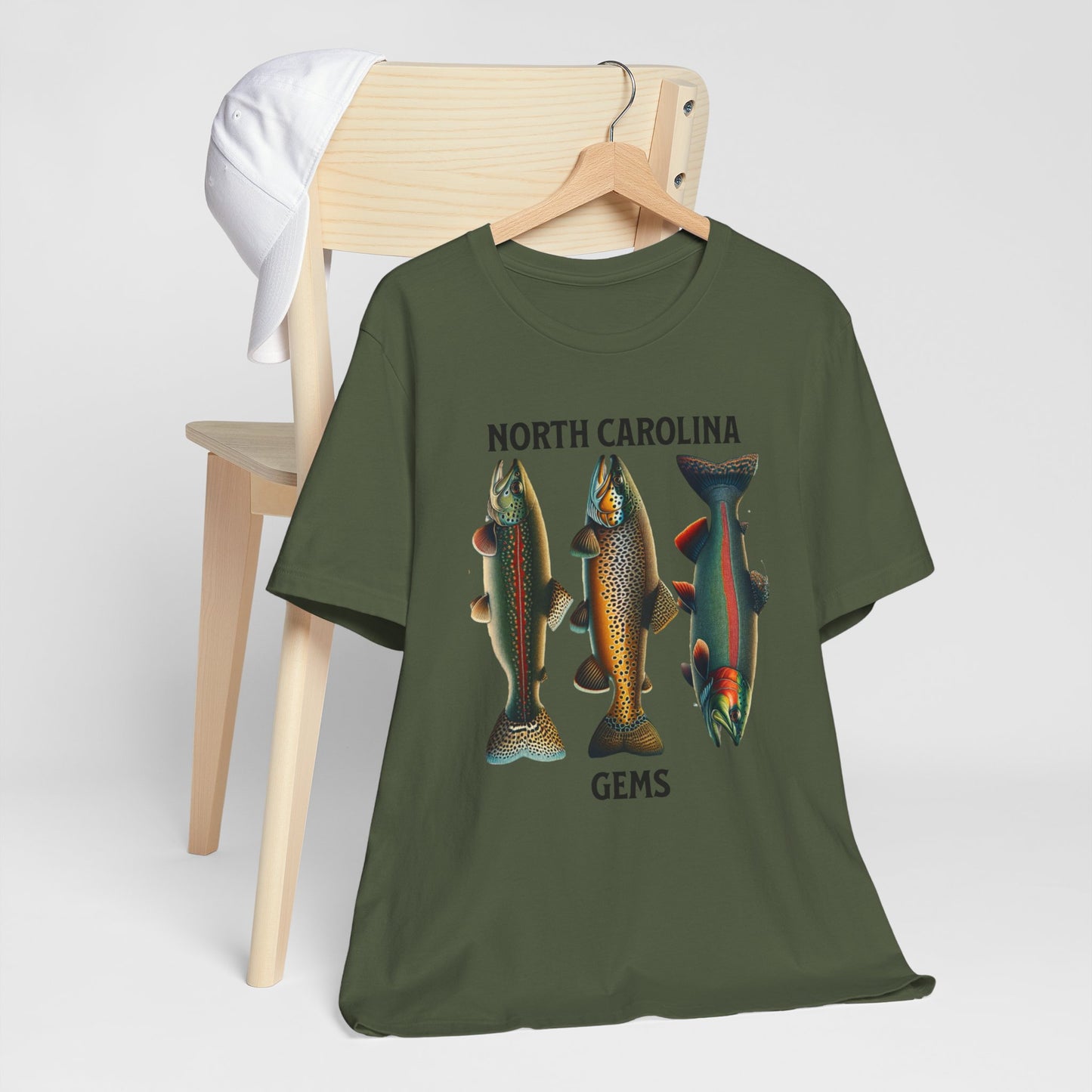 The Three Trout Of North Carolina - North Carolina Gems, Outdoor Wear, Fisherman's Aesthetics, Green Wear