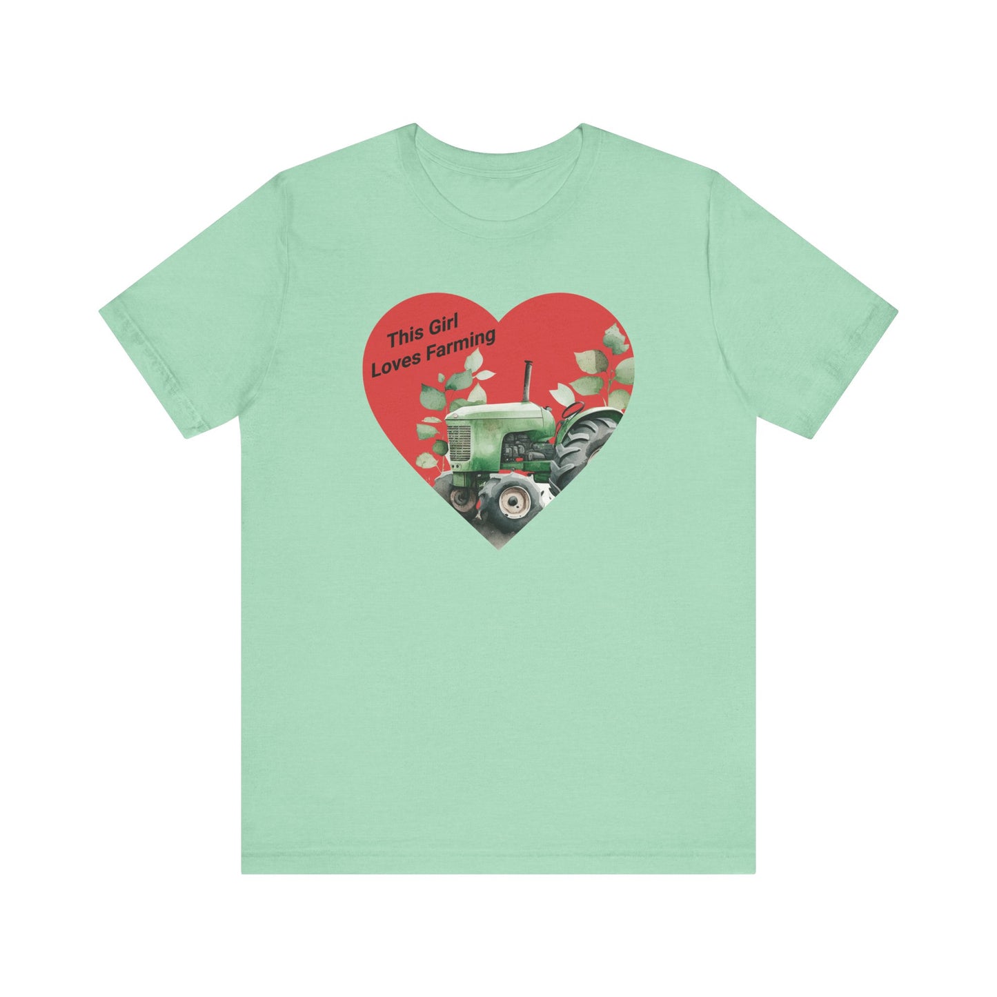 Farm Girl Tee with Heart Tractor Design, Valentine's Day, Ladies Farm Wear, Country Living