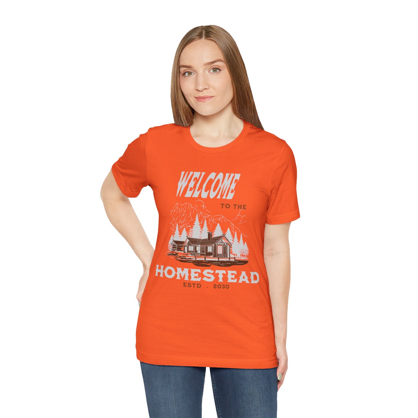 Mountain Cabin Unisex Tee - Welcome to the Homestead Graphic