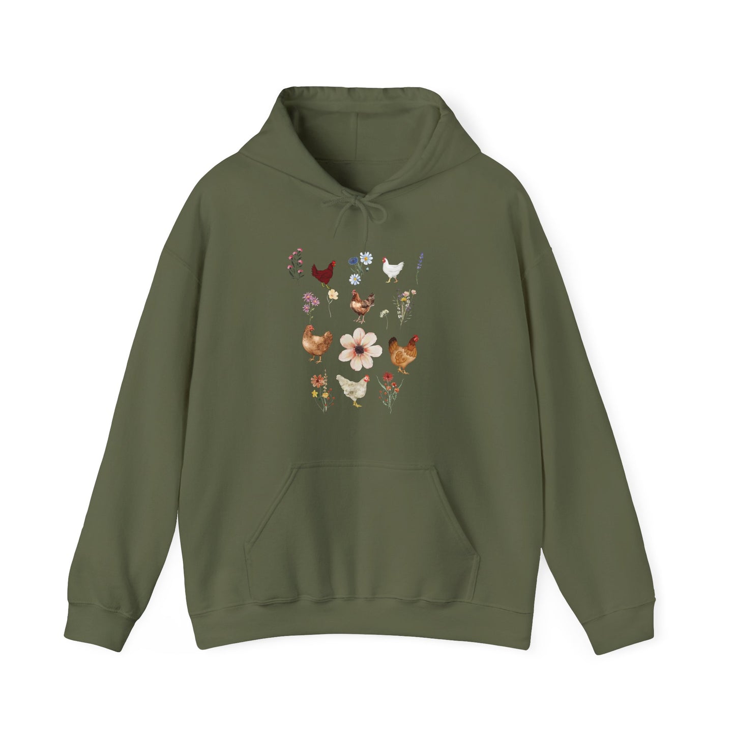 Chicken Wildflowers Hoodie Sweatshirt