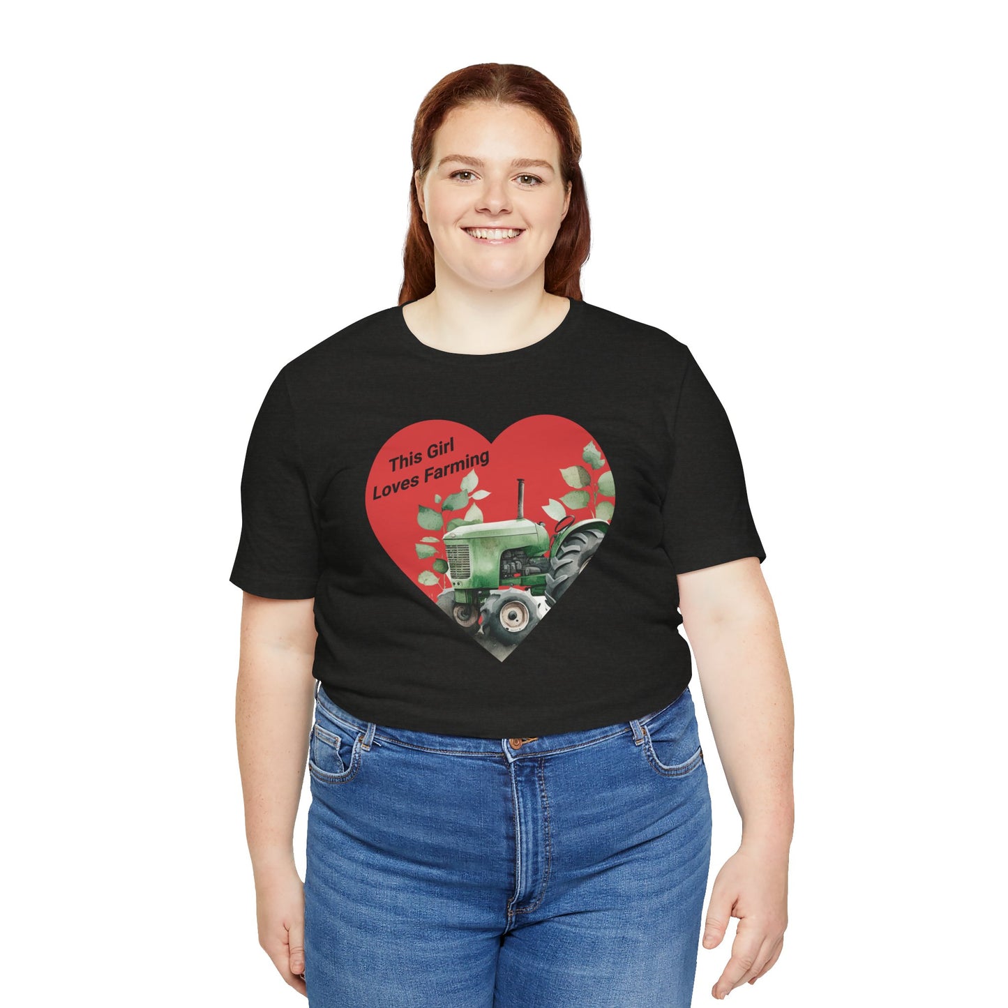 Farm Girl Tee with Heart Tractor Design, Valentine's Day, Ladies Farm Wear, Country Living