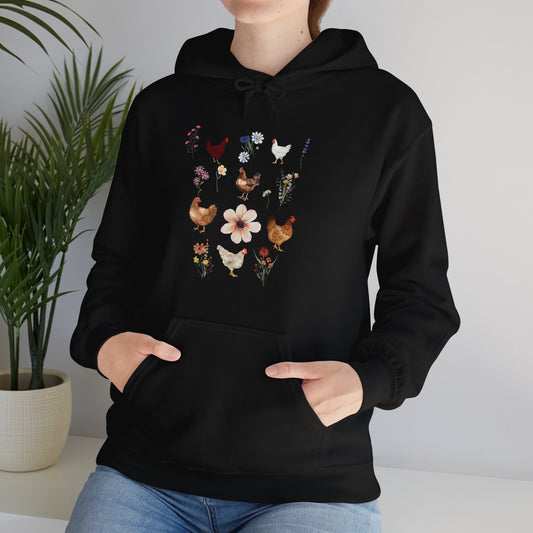 Chicken Wildflowers Hoodie Sweatshirt