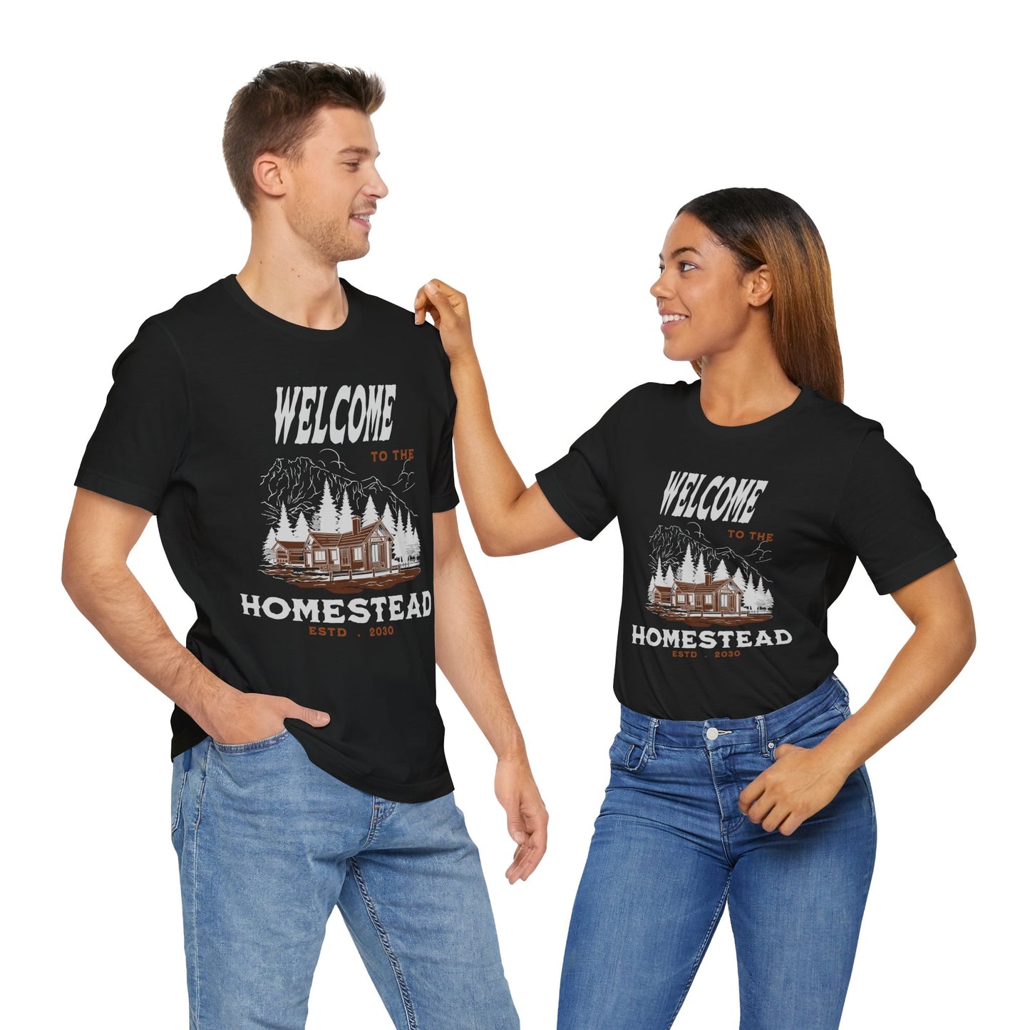 Mountain Cabin Unisex Tee - Welcome to the Homestead Graphic