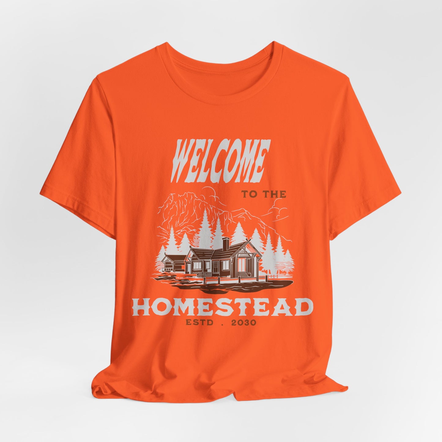 Mountain Cabin Unisex Tee - Welcome to the Homestead Graphic