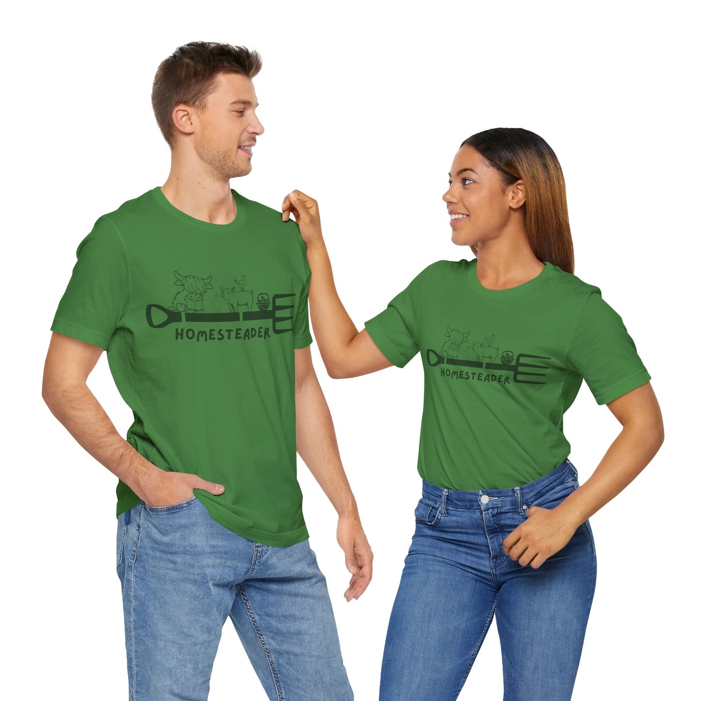 T-Shirt with Garden Fork and Farm Animals - Homesteader