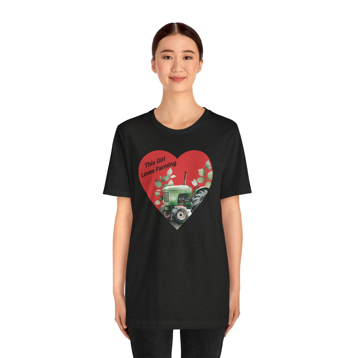 Farm Girl Tee with Heart Tractor Design, Valentine's Day, Ladies Farm Wear, Country Living