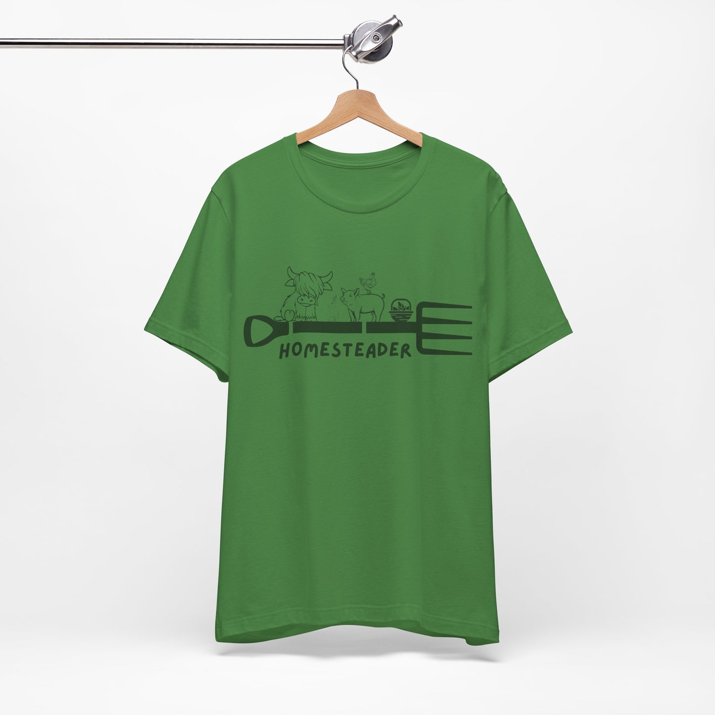 T-Shirt with Garden Fork and Farm Animals - Homesteader