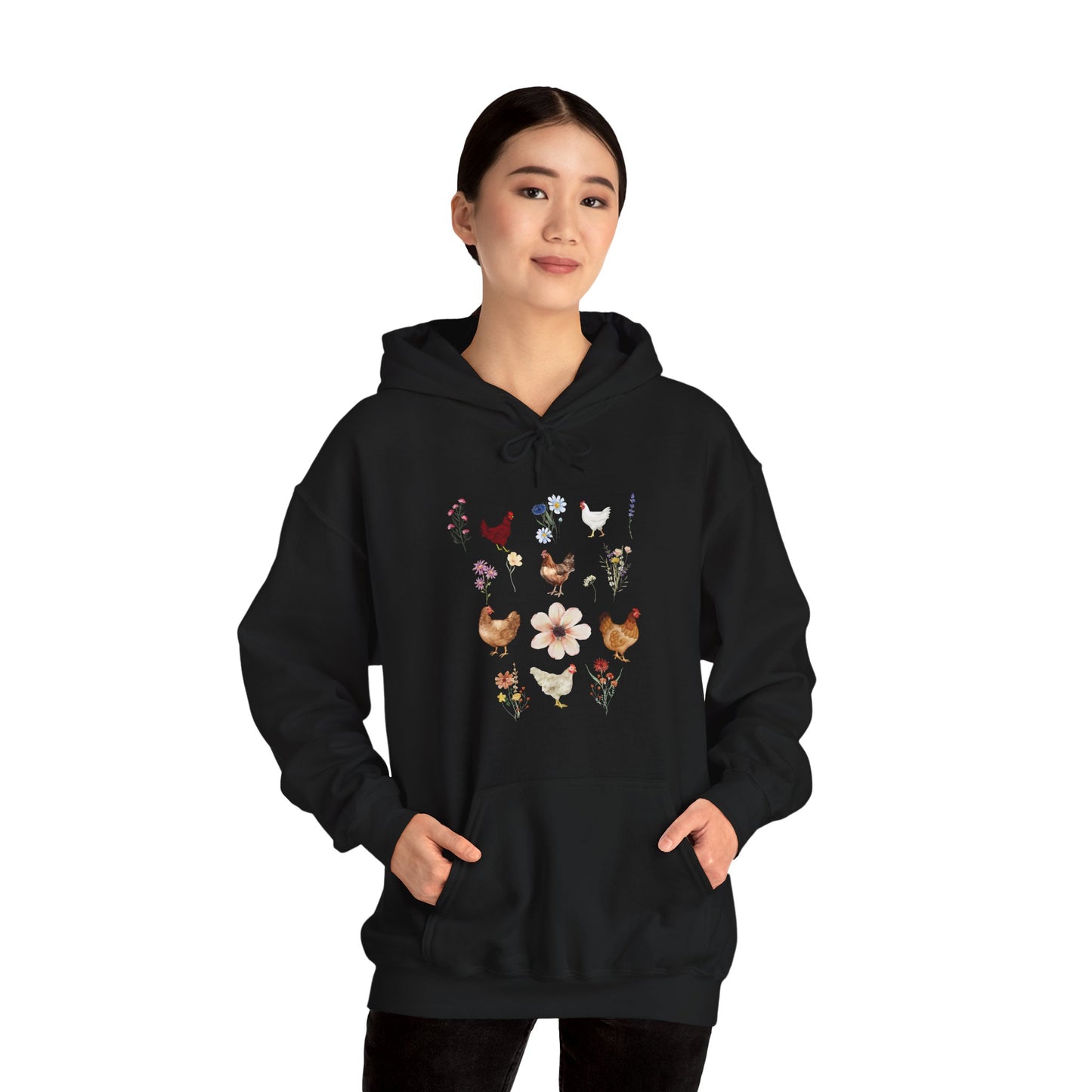 Chicken Wildflowers Hoodie Sweatshirt