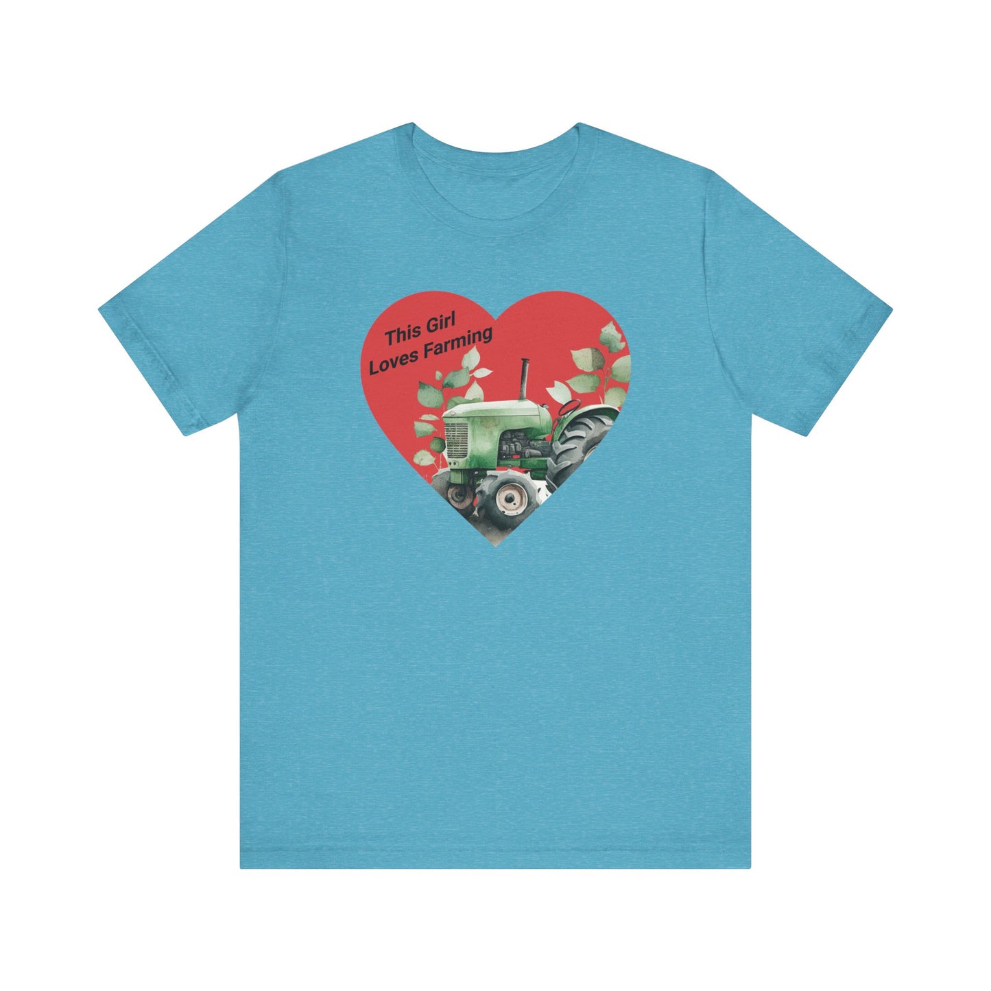 Farm Girl Tee with Heart Tractor Design, Valentine's Day, Ladies Farm Wear, Country Living