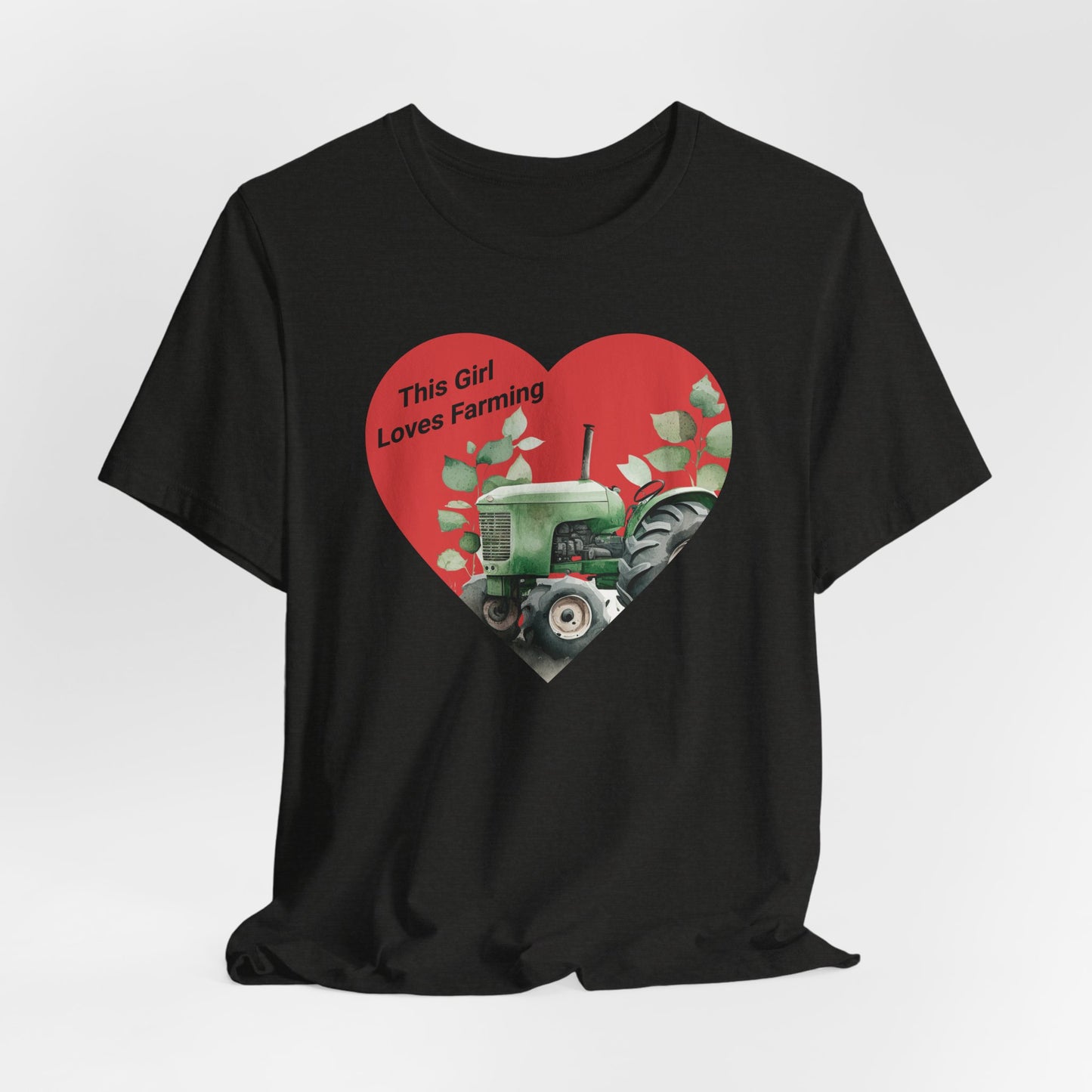 Farm Girl Tee with Heart Tractor Design, Valentine's Day, Ladies Farm Wear, Country Living