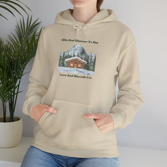 Cabin Snow Hoodie Love and Warmth