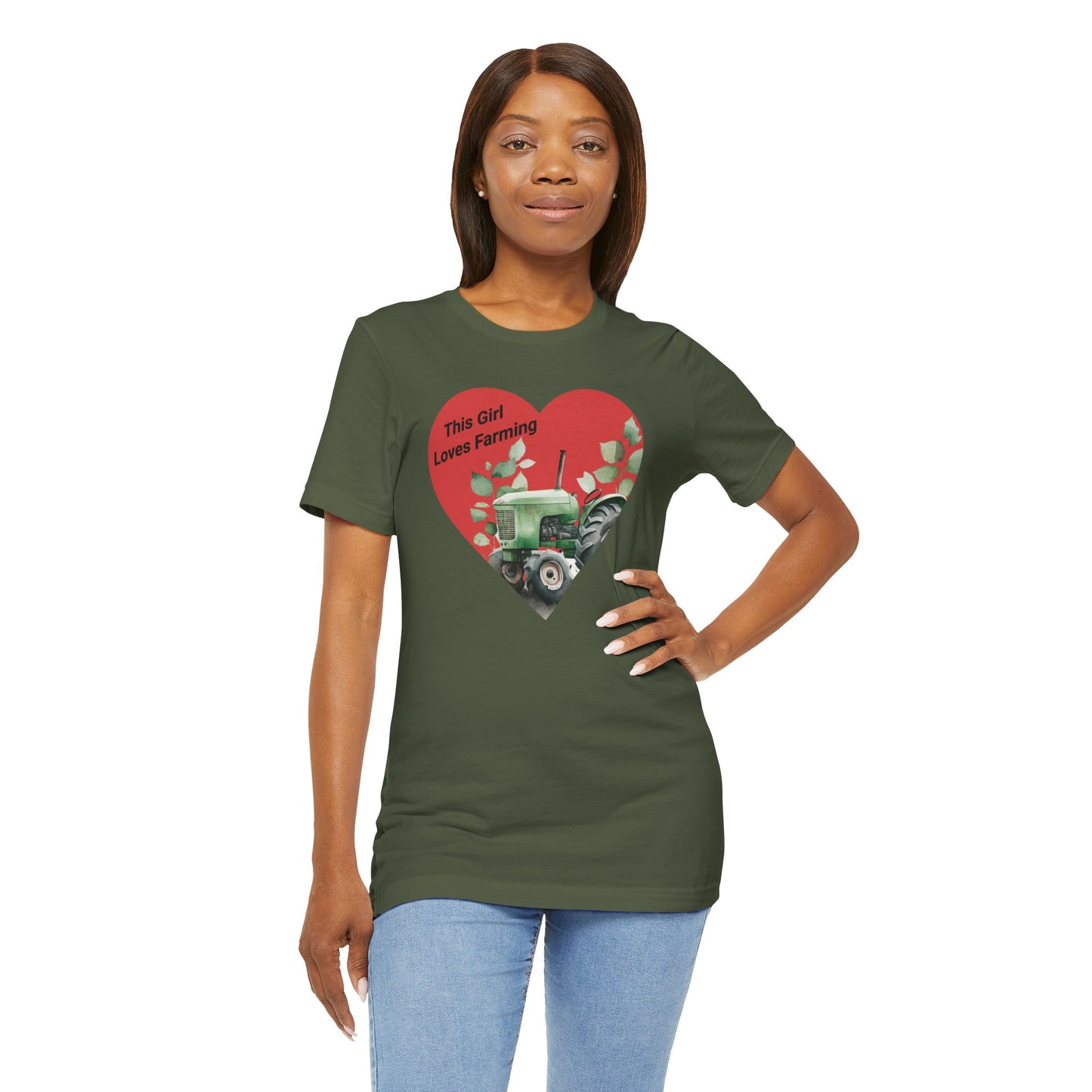 Farm Girl Tee with Heart Tractor Design, Valentine's Day, Ladies Farm Wear, Country Living